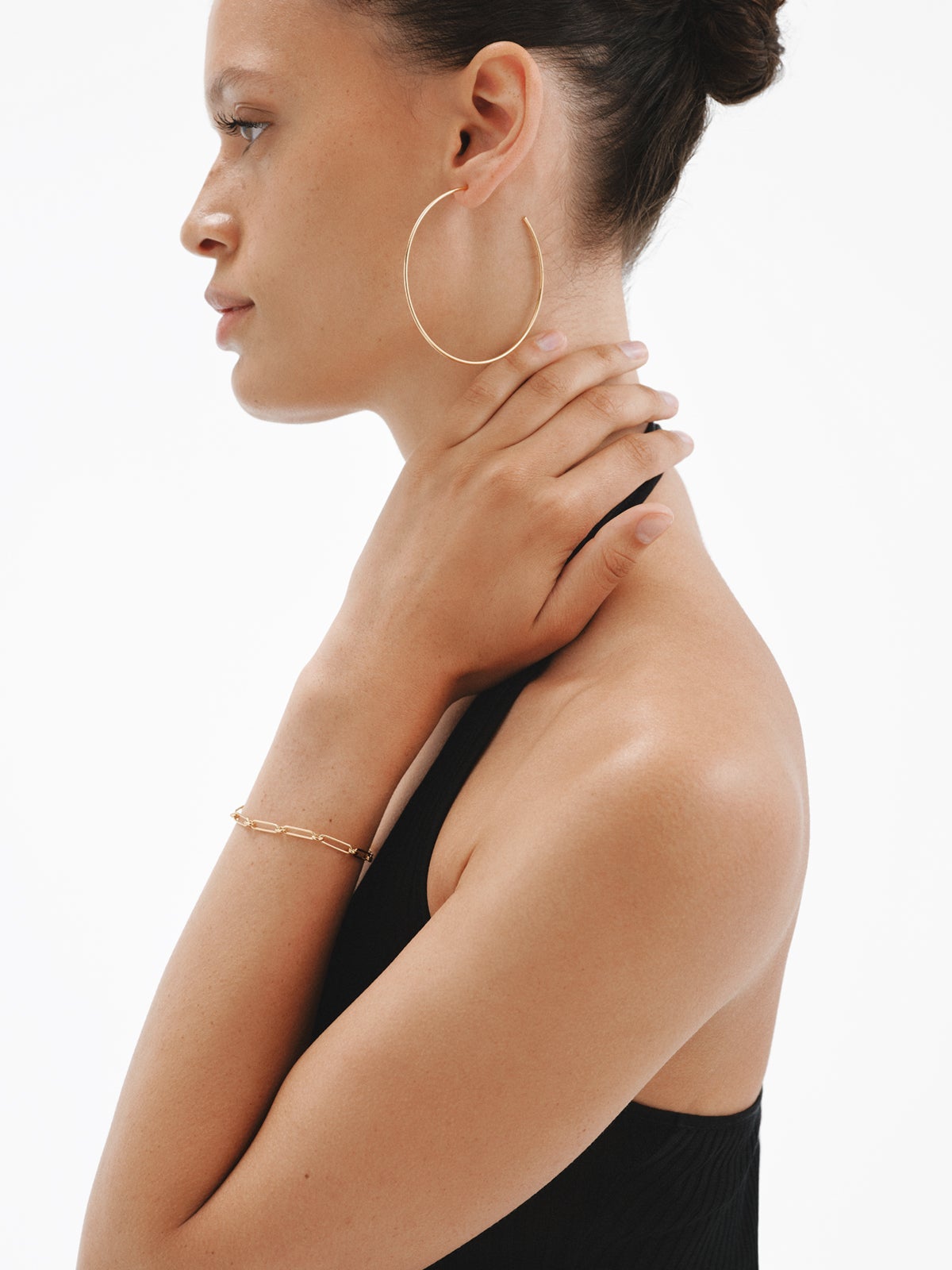 Pulsera de eslabón combinado 17 cm en plata 925 bañada en oro de 18K