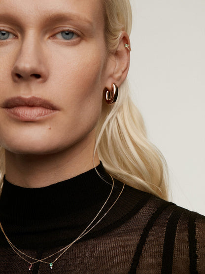 Colgante de oro amarillo de 9K con esmeralda y diamante