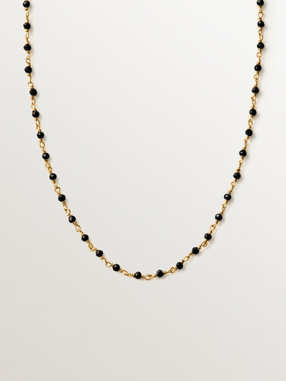 Cadena de plata 925 bañada en oro amarillo 18K con espinelas negras
