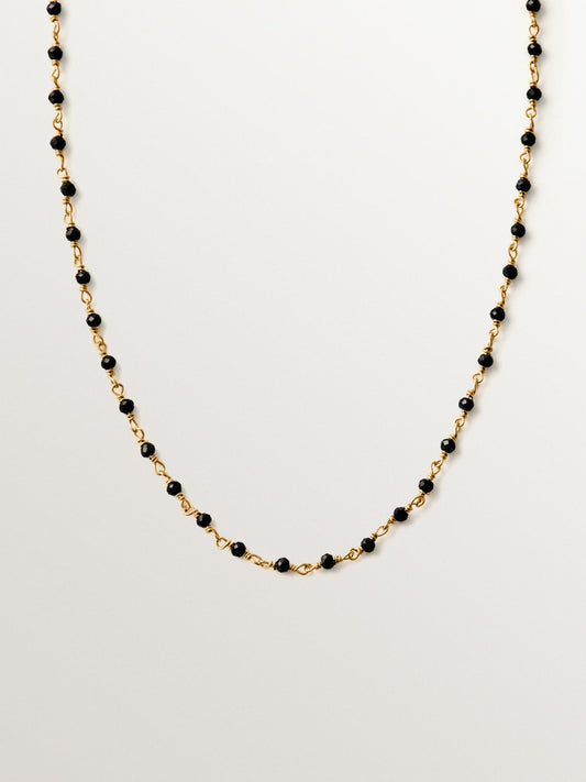 Cadena de plata 925 bañada en oro amarillo 18K con espinelas negras
