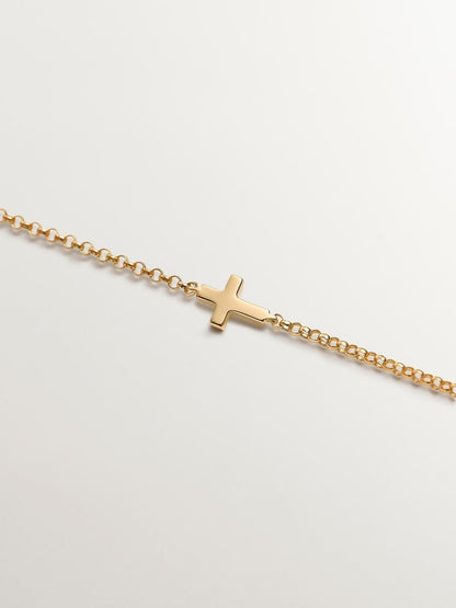 Pulsera de oro amarillo de 9K con cruz