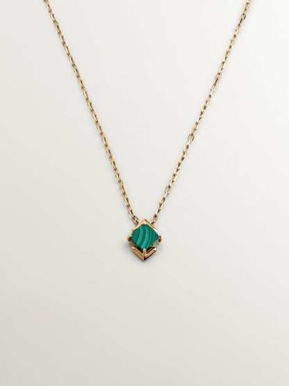 Colgante de oro amarillo de 9K con malaquita verde