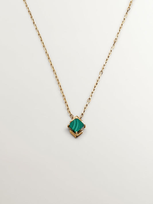 Colgante de oro amarillo de 9K con malaquita verde