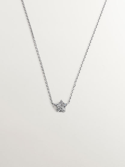 Colgante de oro blanco de 18K con estrella de diamantes