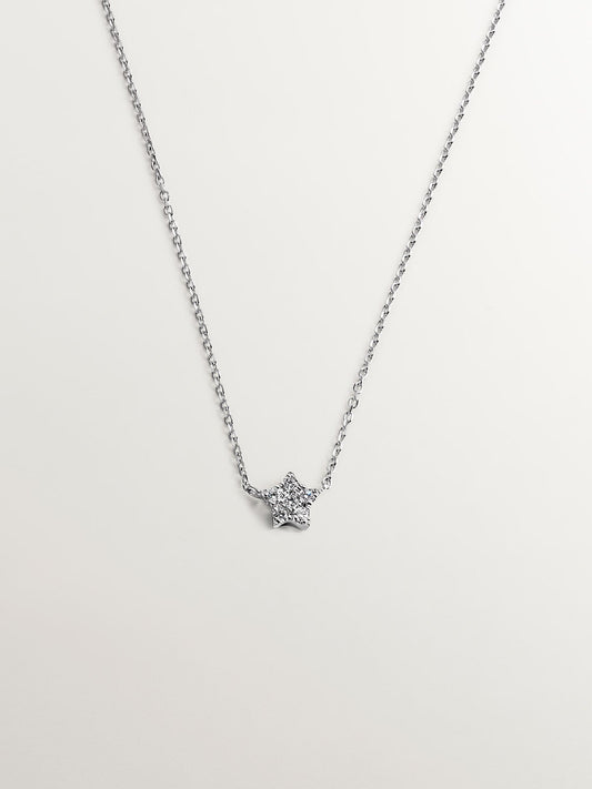 Colgante de oro blanco de 18K con estrella de diamantes
