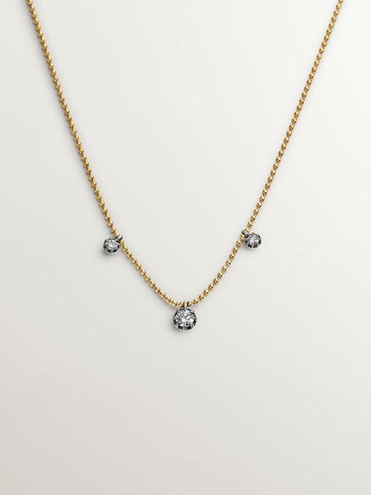 Collar de oro amarillo de 18K con efecto envejecido y diamantes en talla brillante