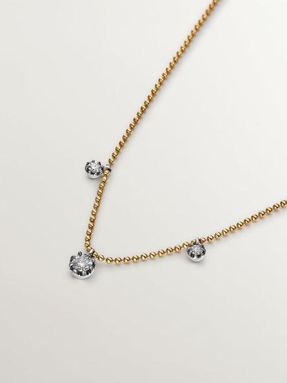 Collar de oro amarillo de 18K con efecto envejecido y diamantes en talla brillante