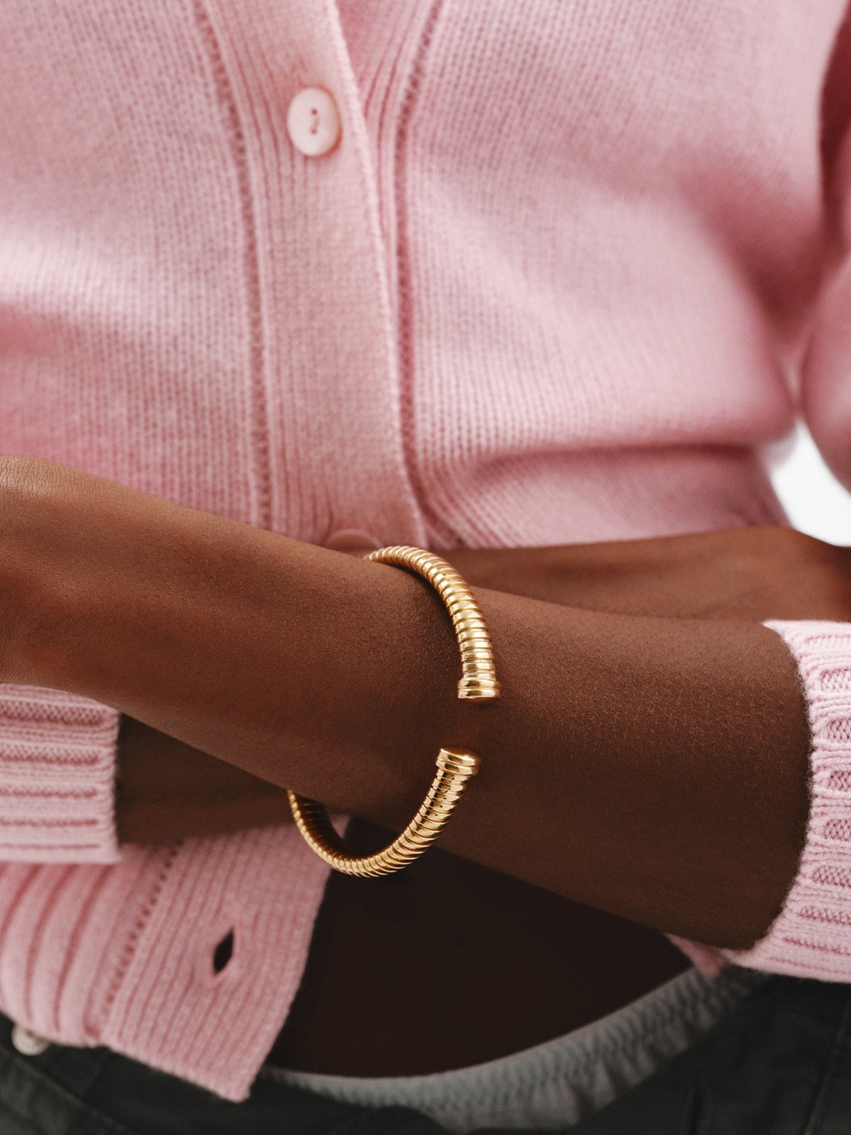 Pulsera tubogas de plata 925 bañada en oro amarillo de 18K