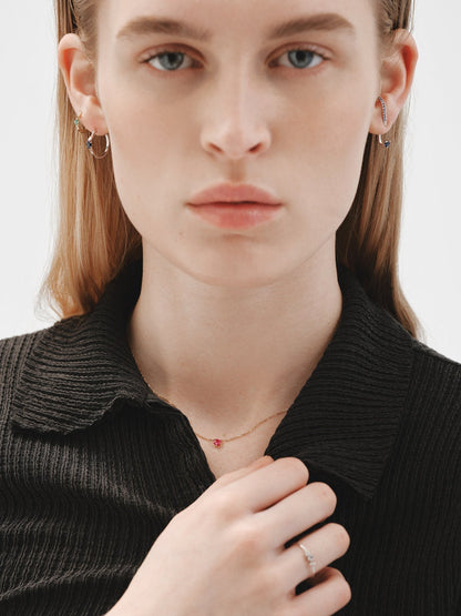 Colgante de oro amarillo de 9K con rubí rojo en talla corazón