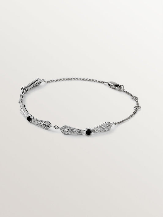 Pulsera de oro blanco de 18K con ónix negro y diamantes en talla brillante