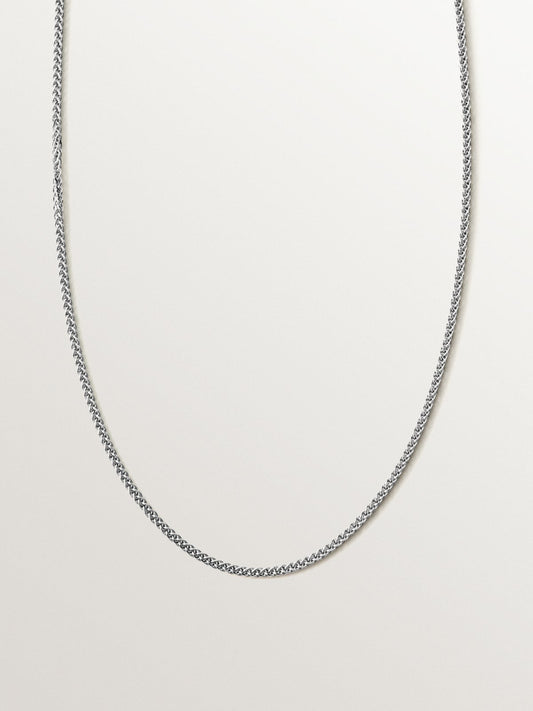 Cadena barbada 52 cm de plata 925 rodiada