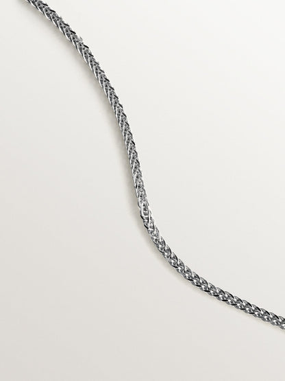 Cadena barbada 52 cm de plata 925 rodiada