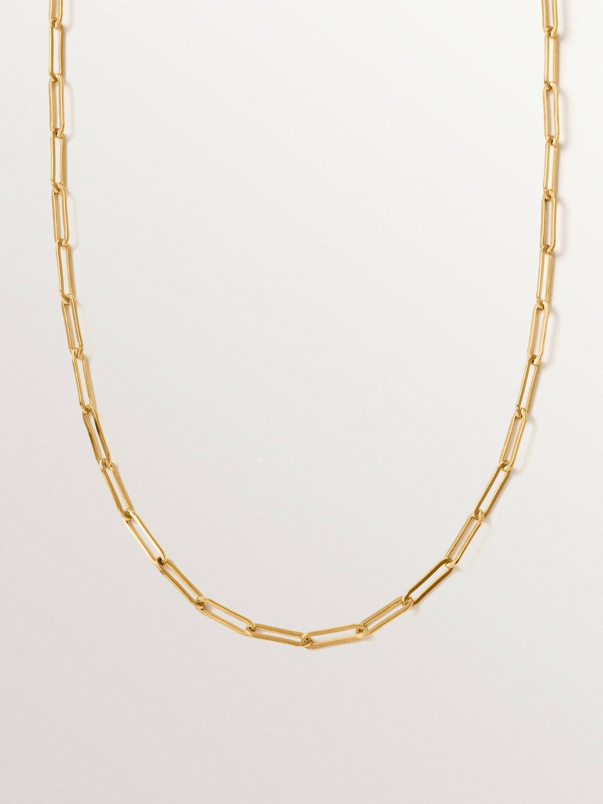 Cadena eslabón rectangular 80 cm de plata 925 bañada en oro de 18K