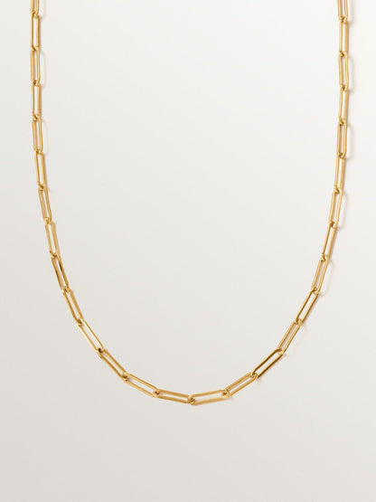 Cadena eslabón rectangular 80 cm de plata 925 bañada en oro de 18K