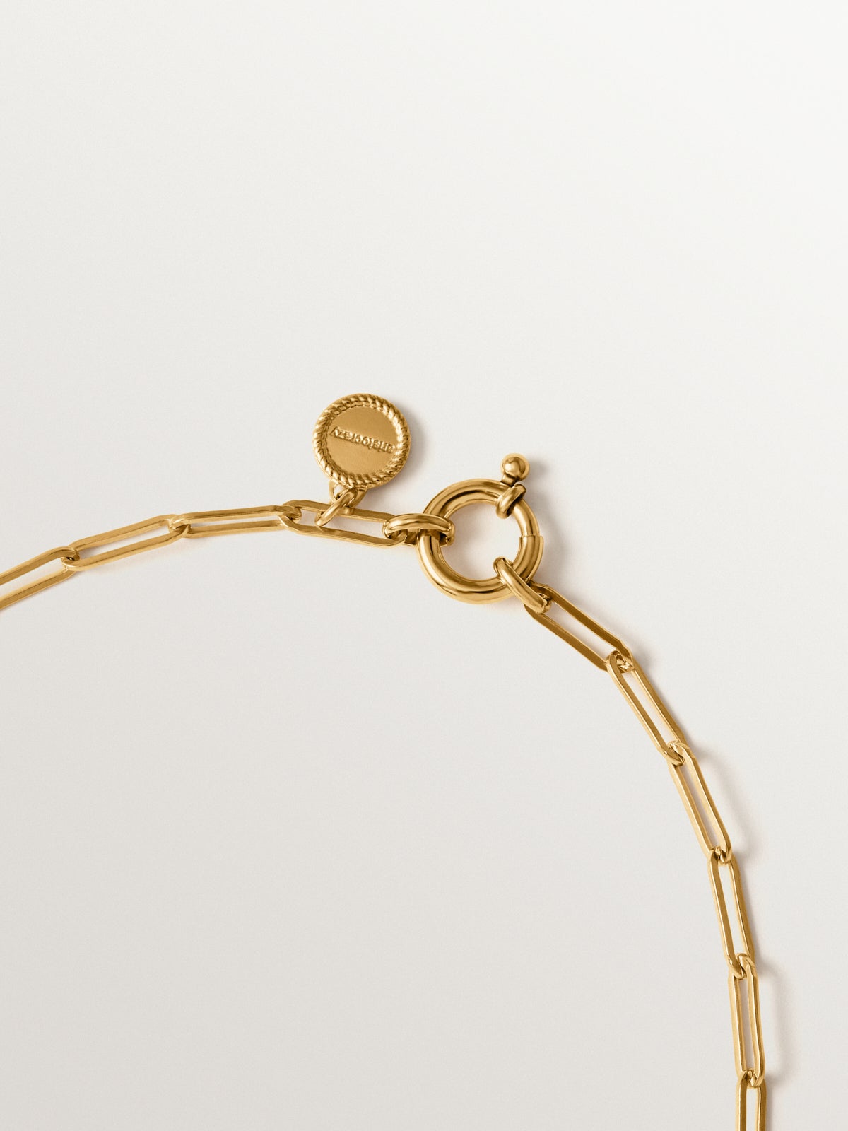 Cadena eslabón rectangular 80 cm de plata 925 bañada en oro de 18K