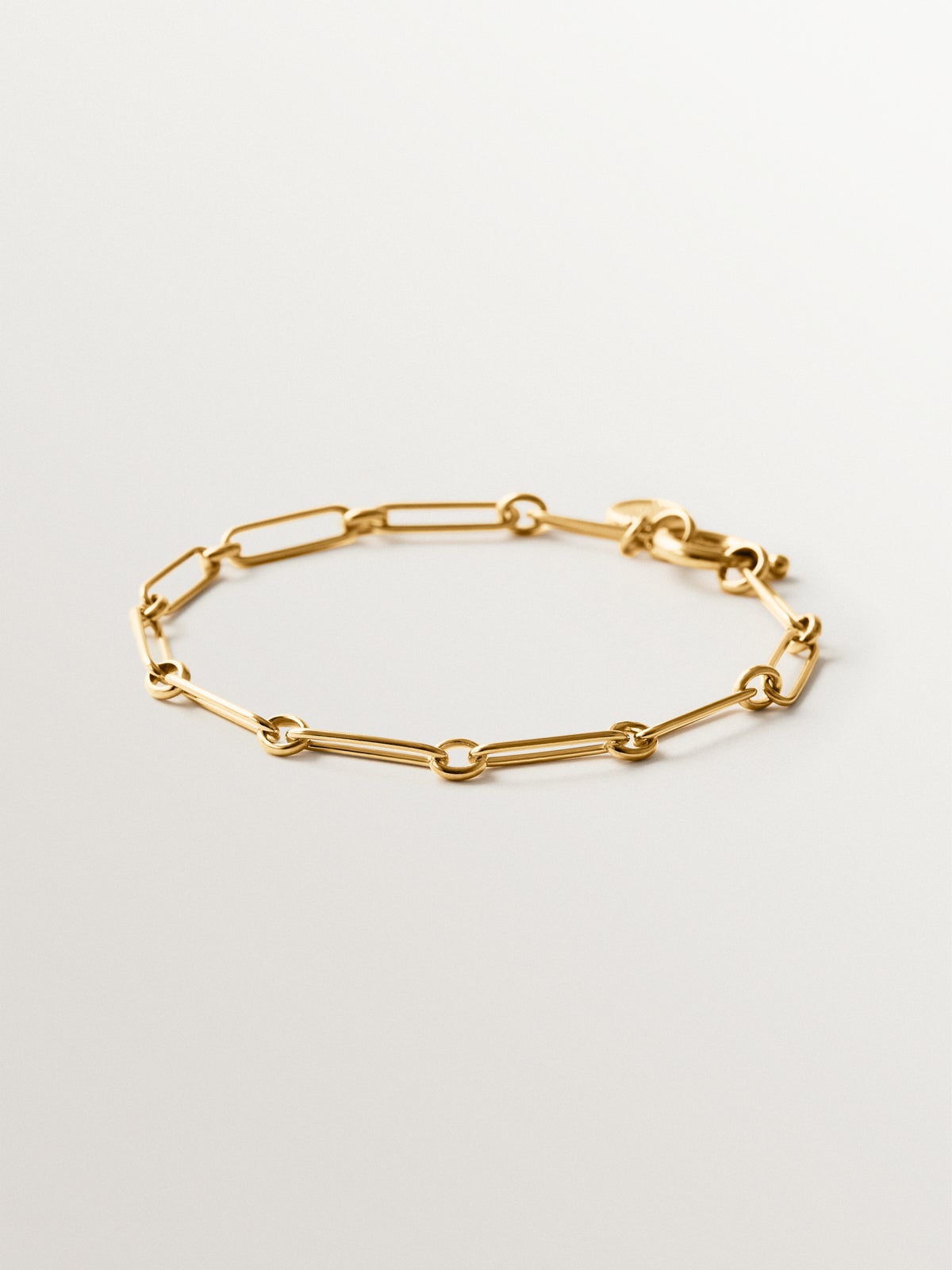 Pulsera de eslabón combinado 17 cm en plata 925 bañada en oro de 18K