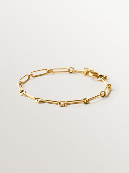 Pulsera de eslabón combinado 17 cm en plata 925 bañada en oro de 18K