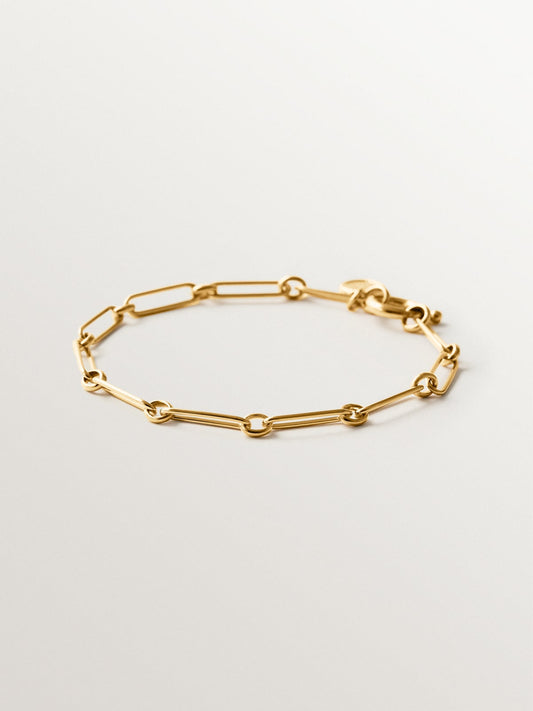 Pulsera de eslabón combinado 17 cm en plata 925 bañada en oro de 18K