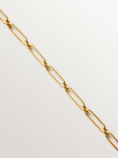 Pulsera de eslabón combinado 17 cm en plata 925 bañada en oro de 18K