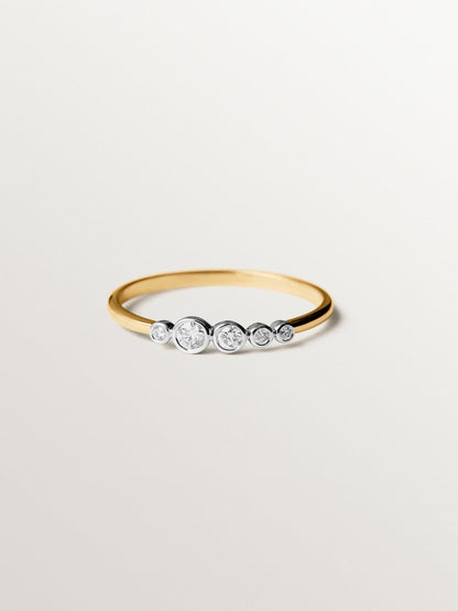 Anillo de oro blanco y amarillo de 9K con diamantes