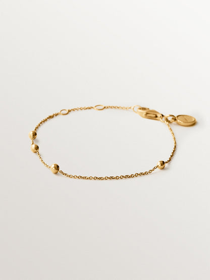 Pulsera de plata 925 bañada en oro amarillo de 18K con motivo de esferas