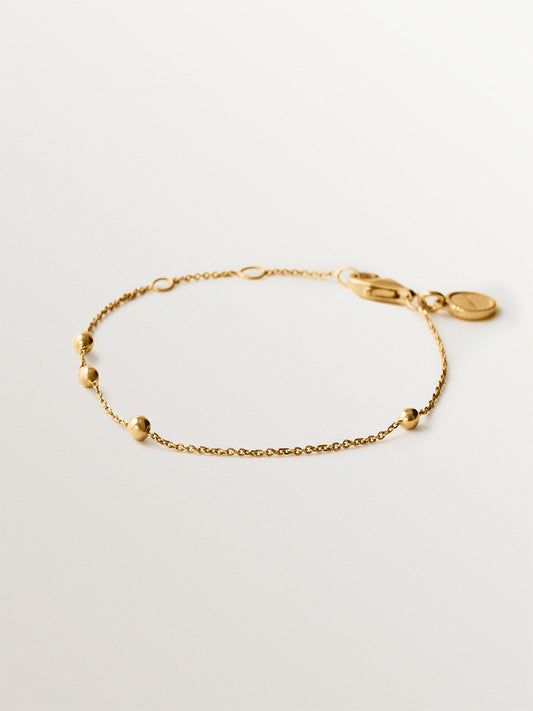 Pulsera de plata 925 bañada en oro amarillo de 18K con motivo de esferas