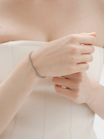 Pulsera rivière gruesa de plata 925 con topacios blancos