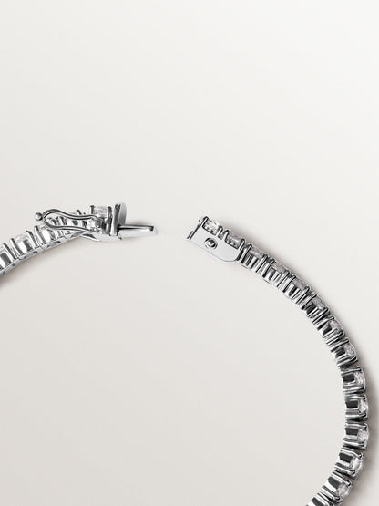 Pulsera rivière gruesa de plata 925 con topacios blancos