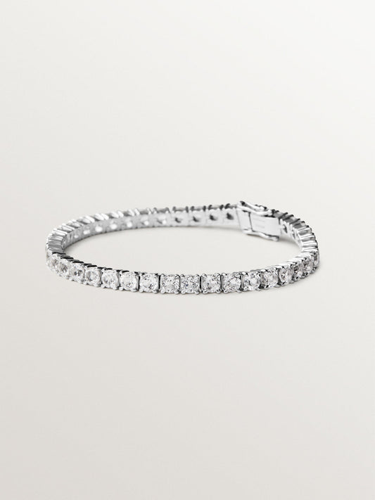 Pulsera rivière gruesa de plata 925 con topacios blancos