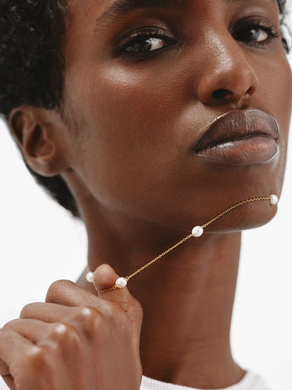 Colgante de plata 925 bañada en oro amarillo de 18K con perlas