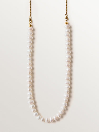 Collar de plata 925 bañada en oro amarillo de 18K con perlas