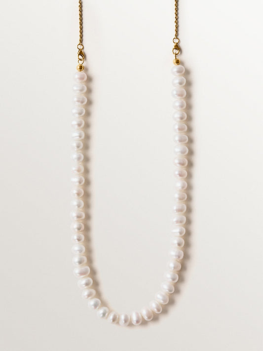 Collar de plata 925 bañada en oro amarillo de 18K con perlas