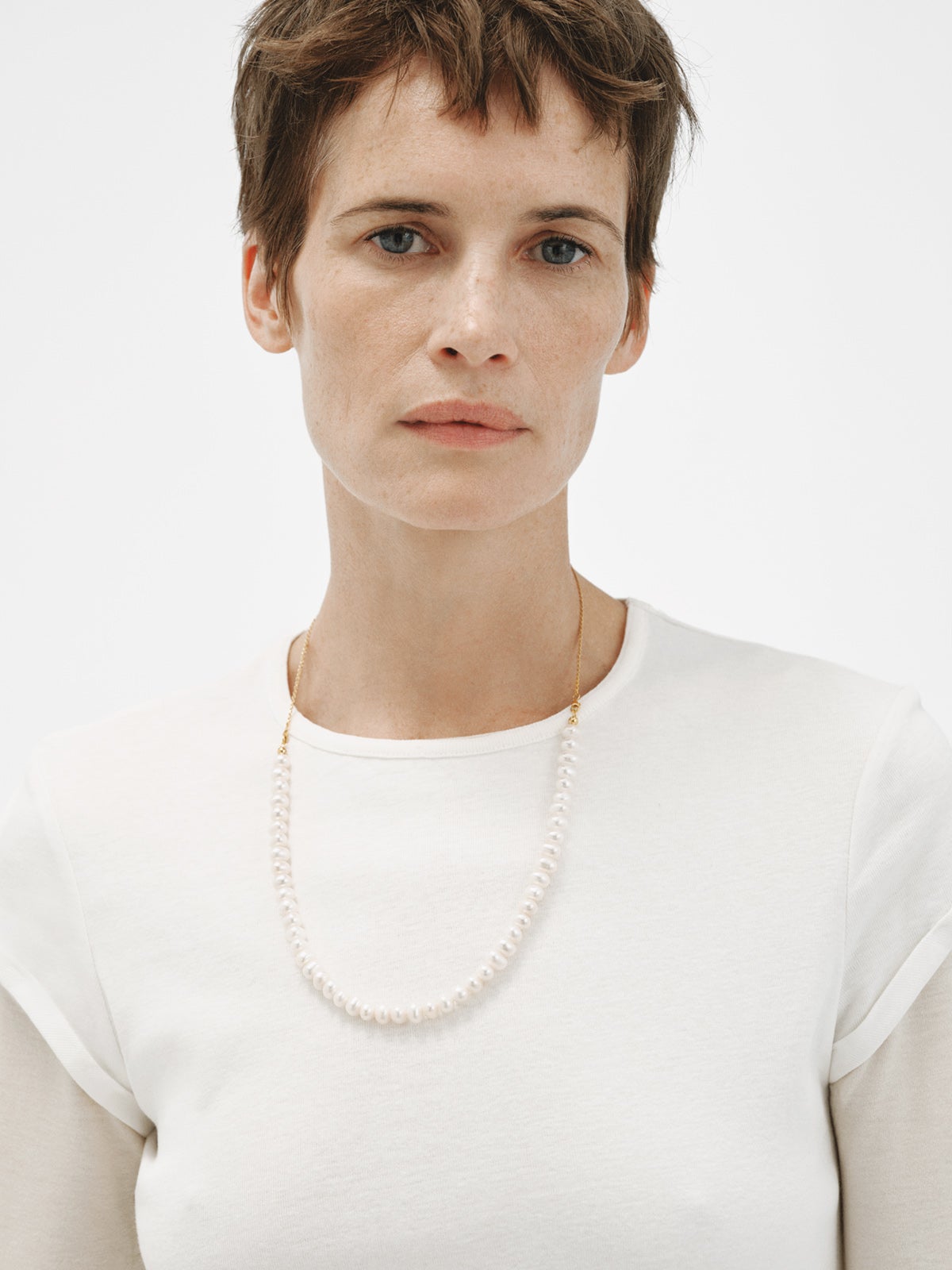 Collar de plata 925 bañada en oro amarillo de 18K con perlas