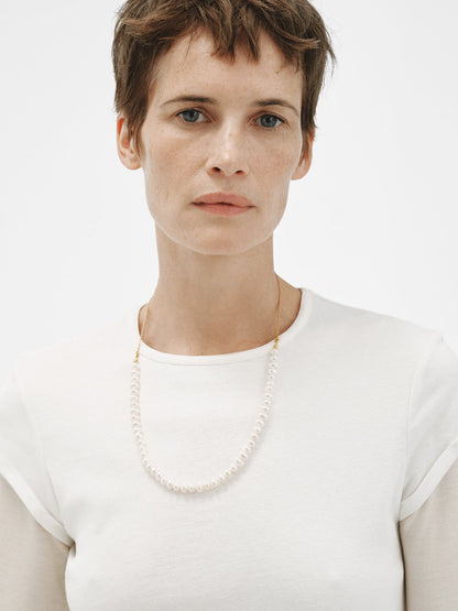 Collar de plata 925 bañada en oro amarillo de 18K con perlas